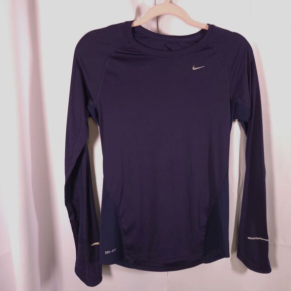 Nike Dri-Fit Womens Small Purple Long Sleeve Vented Athletic Training Top Shirt - Picture 1 of 7
